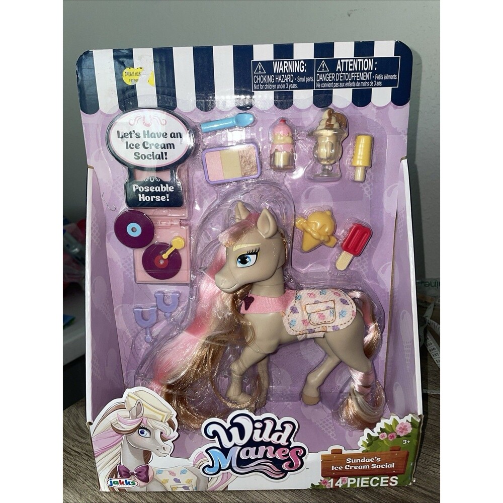 Wild Manes Sundae's Ice Cream Social Poseable Horse Pony Toy 14 Pieces - NIB